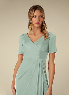Azazie Bessie Kleider für die Brautmutter A-Linie Plissee Gittergewebe Kleid Agave image6