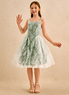 Azazie Cubbie Girls Formal vestidos de niña de las flores Vestido de Oliva de Encaje de Corte en A image5