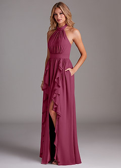 Azazie Avary Bridesmaid Dresses Mulberry A-Line Pleated Chiffon Dress image2