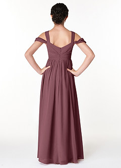Azazie Lianne Junior Sangria A-Line Off the Shoulder Chiffon Dress image2