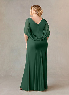 Azazie Belladonna Mother of the Bride Dresses Dark Green Mermaid Scoop Pleated Mesh Dress image9