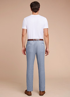 front Gavin Blue Striped Seersucker Dress Pants