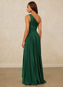 Christian Siriano Bridal for Azazie 1008 Bridesmaid Dresses Dark Green A-Line One Shoulder Stretch Satin Dress image2