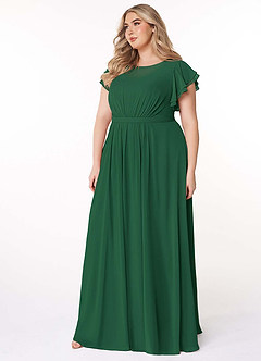 Azazie Daphne Modest Bridesmaid Dresses A-Line Ruffled Chiffon Floor-Length Dress image9