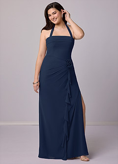 Barbie ♥ Azazie Bridesmaid Dresses Dark Navy Sheath Strapless Chiffon Convertible Dress image12