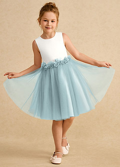 Azazie Louisa Flower Girl Dresses Ivory Mist A-Line Sleeveless Tulle Dress image4