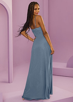 Barbie ♥ Azazie Robes de demoiselle d'honneur Robe Trapèze en Mousseline de soie avec poches Violet Crépusculaire image6