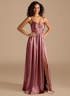 Azazie Zeya Bridesmaid Dresses Vintage Mauve A-Line Pleated Metallic Satin Dress image6