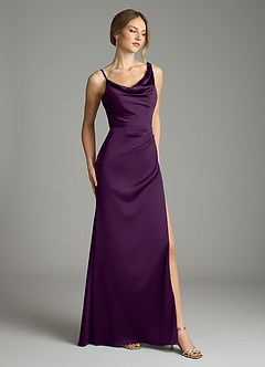 Azazie Samara Robes de demoiselle d'honneur Robe Sirène en Satin extensible Plissée Grain De Raisin image4