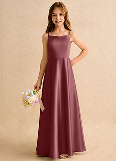 Azazie Joella Girls Formal Flower Girl Klänningar Klä A-Line i Stretch Satin Plisserad image3