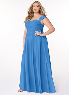 Azazie Zapheira Bridesmaid Dresses Blue Jay A-Line Ruched Chiffon Dress image7