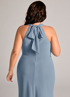 Azazie Doretta Bridesmaid Dresses Dusty Blue Mermaid Pleated Chiffon Dress image12