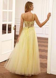 Eloise Jaune Robe de bal bustier à broderie florale et sequins, coupe trapèze image7