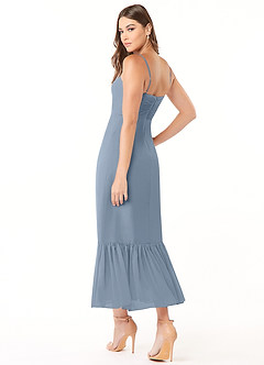 Azazie Justina Bridesmaid Dresses Dusty Blue A-Line Sweetheart Neckline Chiffon Dress image4