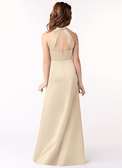 Azazie Laurel Junior Champagne A-Line Matte Satin Dress image3