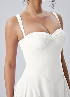 Isadora White Spaghetti Strap Chiffon Lace-Up Skater Mini Dress image8