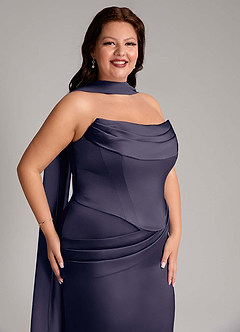 Azazie Sorrel Bridesmaid Dresses Stormy Mermaid Strapless Stretch Satin Convertible Dress image13