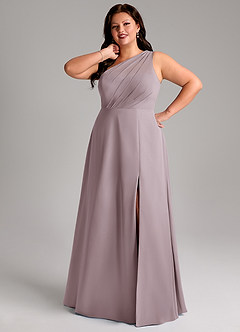 Azazie Phaedra Abiti da Damigella Abito A-Line in Chiffon Monospalla Dusk image15