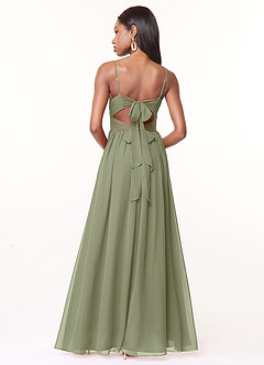Azazie Zeya Brautjungfernkleider A-Linie V-Hals Gefaltet Chiffon Kleid Pistazie image3