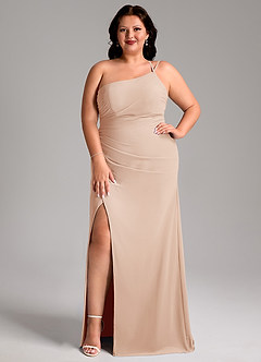 Azazie Eren Jurken voor bruidsmeisjes Jurk van Chiffon met Kolom One-Shoulder Engelse Roos image8