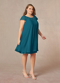 Azazie Tess Mother of the Bride Dresses Ink Blue Empire Sequins Chiffon Dress image4