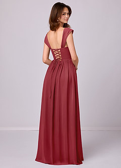 Barbie ♥ Azazie Bridesmaid Dresses Pomegranate A-Line Corset Chiffon Dress image5