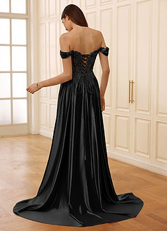 Rowane Black Corset Rhinestone Sheer Lace Prom Dress image9