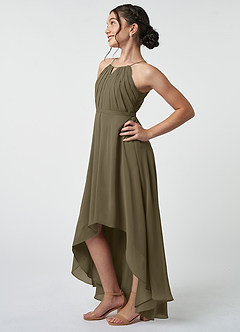 Azazie Oaklynn Junior Willow Green A-Line Pleated Chiffon Dress image4