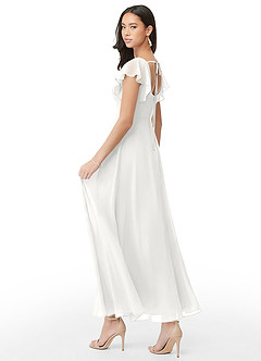 Azazie Bondi Robes de demoiselle d'honneur Robe Trapèze en Mousseline de soie Rayé Blanc image4