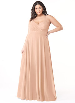 Azazie Avelina Bridesmaid Dresses English Rose A-Line V-Neck Pleated Chiffon Dress image6
