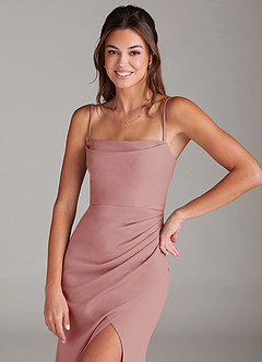 Azazie Leonis Bridesmaid Dresses Dusty Rose Sheath Strapless Stretch Crepe Convertible Dress image2
