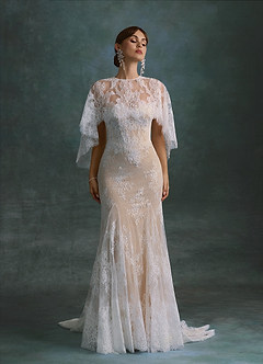 Azazie Dawna Wedding Dresses Diamond White Nude Mermaid Strapless Lace Dress image3
