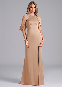 Azazie Bonny Bridesmaid Dresses English Rose Mermaid Off the Shoulder Stretch Satin Dress image1