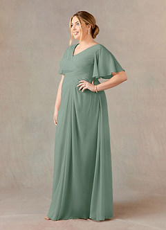 Azazie Morning Glory Klänningar till brudens mor Klä A-Line i Chiffong V-ringad rynkad Silversalvia image7