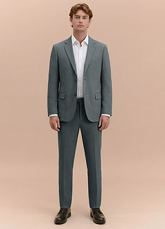 front Miles Grey Seersucker Suit Jacket
