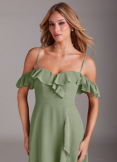 Azazie Lyra Bridesmaid Dresses Pistachio A-Line Chiffon Convertible Dress image9