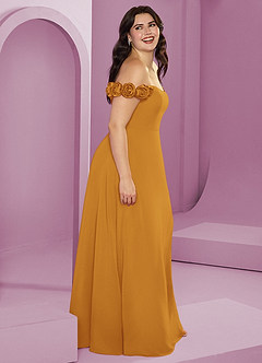 Barbie ♥ Azazie Bridesmaid Dresses Butterscotch A-Line Off the Shoulder Chiffon Convertible Dress image15