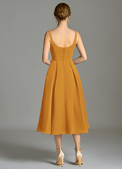 Azazie Amalie Bridesmaid Dresses Butterscotch A-Line Pleated Chiffon Dress image2