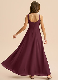 Azazie Lambie Junior Cabernet A-Line Pleated Chiffon Dress image8