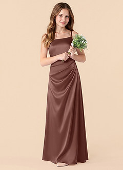 Azazie Renna Junior Robe Sirène en Satin extensible Plissée Expresso image1