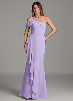 Azazie Ashlynn Bridesmaid Dresses Lilac Mermaid Off the Shoulder Chiffon Dress image3