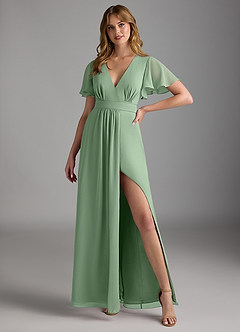 Azazie Zaniah Bridesmaid Dresses Matcha A-Line Chiffon Dress image4