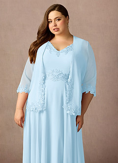 Azazie Devana Mother of the Bride Dresses Sky Blue A-Line Sequins Chiffon Dress image14