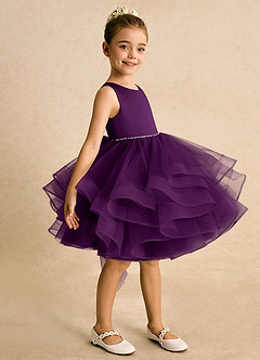 Azazie Tinie Blumenmädchenkleider Ballkleid Schleifen Tüll Kleid Traube image4