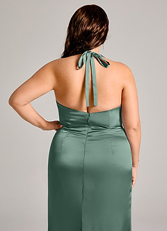 Azazie Valerie Suknie dla druhen Syrena Pofałdowany Satyna elastyczna Do ziemi Sukienka image8