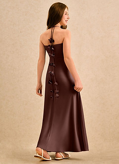 Azazie Kandi Girls Formal Schlussverkauf A-Linie Herzausschnitt Stretch-Satin Kleid Espresso image4