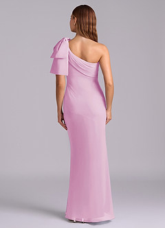 Azazie Yuanna Bridesmaid Dresses Candy Pink Mermaid One Shoulder Chiffon Dress image2