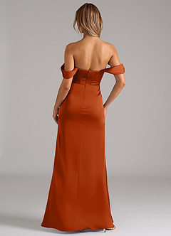 Azazie Johana Bridesmaid Dresses Burnt Orange Mermaid Off the Shoulder Stretch Satin Convertible Dress image7
