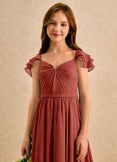 Azazie Meimei Girls Formal Flower Girl Klänningar Klä A-Line i Chiffong Plisserad image6