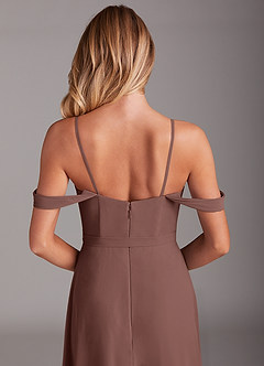 Azazie Aaron Bridesmaid Dresses Espresso A-Line Off the Shoulder Chiffon Convertible Dress image9